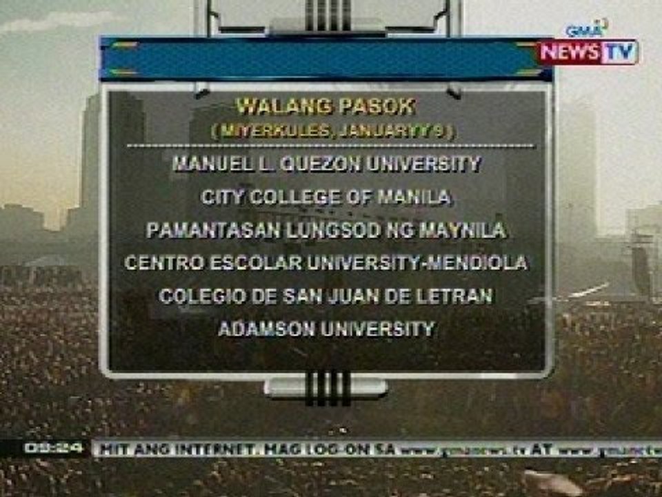 NTG: Class suspension bukas dahil sa Pista ng Itim na Nazareno