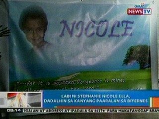 NTG: Labi ni Stephanie Nicole Ella, dadalhin sa kanyang paaralan sa Biyernes