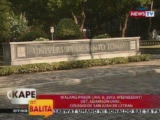 KB: Walang pasok sa UST, Adamson University at Colegio de San Juan de Letran sa Miyerkules