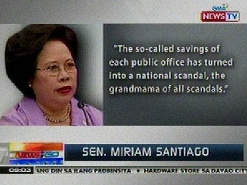 NTG: Sen. Santiago, gustong paimbestigahan sa COA ang savings ng Senado