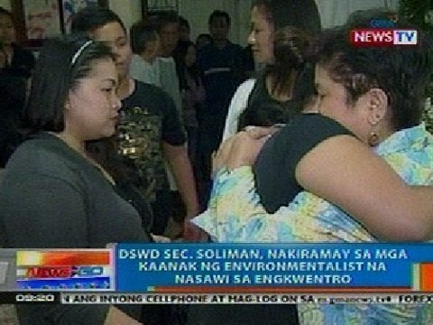 NTG: DSWD Sec. Soliman, nakiramay sa mga kaanak ng environmentalist na nasawi sa engkwentro