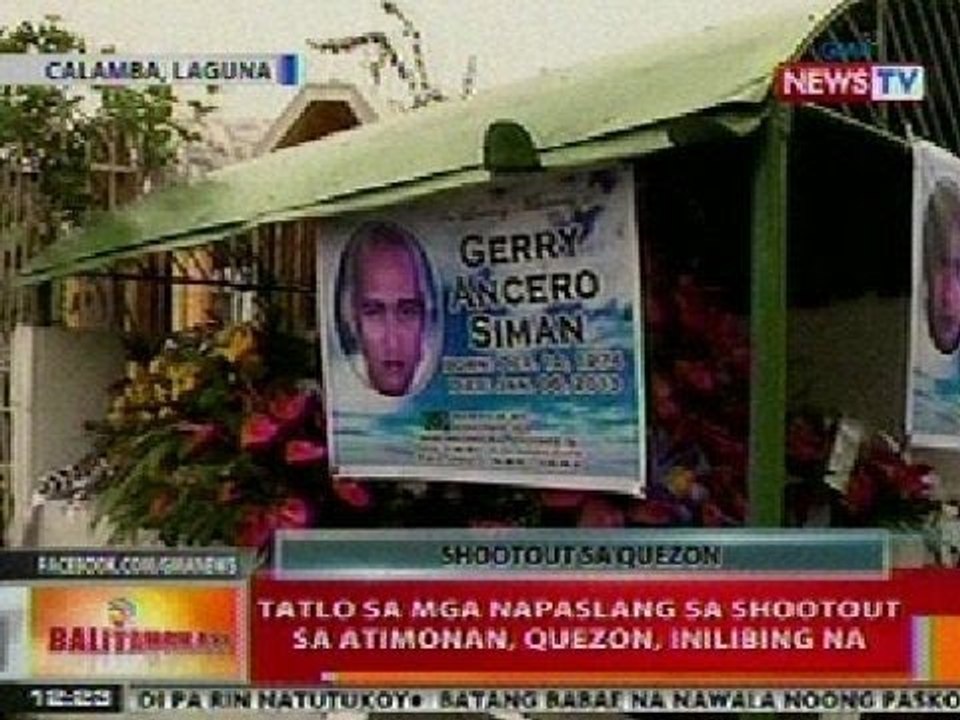 BT: 3 sa mga napaslang sa shootout sa Atimonan, inilibing na