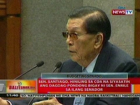 BT: Sen. Santiago, hiniling sa COA na siyasatin ang dagdag-pondong bigay ni Sen. Enrile