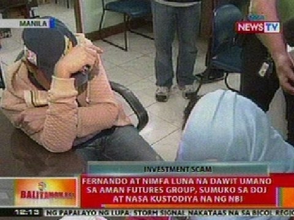 BT: Fernando at Nimfa Luna na dawit umano sa Aman Futures Group, sumuko sa DOJ