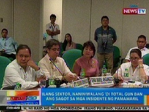 NTG: Ilang sektor, naniniwalang 'di total gun ban ang sagot sa mga insidente ng pamamaril