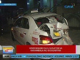 UB: Hindi bababa sa 4, sugatan sa karambola ng 10 sasakyan sa QC