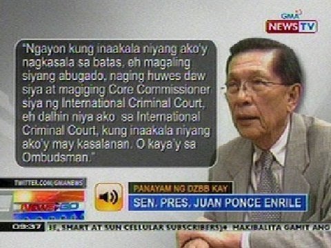 NTG: Sen. Pres. Enrile, hinamon si Sen. Santiago na magdemanda laban sa kanya