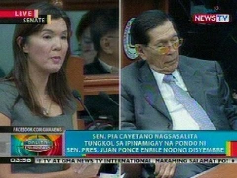 BP: Talumpati ni Sen. Pia Cayetano tungkol sa pamimigay umano ni Sen. Pres. Enrile ng cash gift