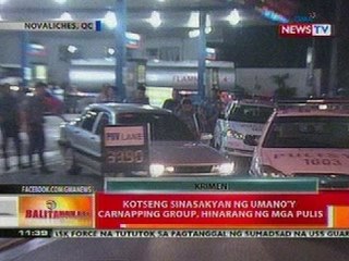 BT: Kotseng sinasakyang ng carnapping group sa QC, hinarang ng mga pulis