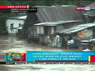 BP: Mahigit 3,000 pamilya, inilikas dahil sa pagbaha sa Mindanao