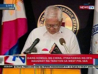 NTL: Isang consul ng CHina, ipinatawag ng DFA kaugnay ng tensyon sa West PHL Sea