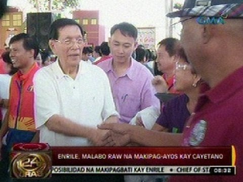 24 Oras: Enrile, malabo raw na makipag-ayos kay Cayetano