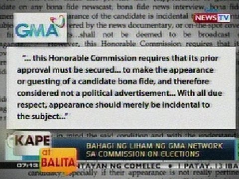 KB: GMA, sumulat sa Comelec para hilinging baguhin ang ilang alituntunin sa pangangampanya