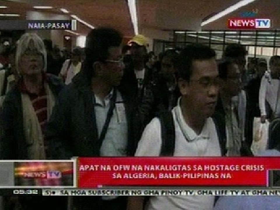 QRT: 4 na OFW na nakaligtas sa hostage crisis sa Algeria, balik-Pilipinas na