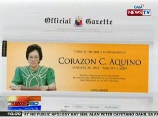 NTG: Ika-80 birth anniversary ni ex-Pres. Cory Aquino, ginunita sa 'Official Gazette'
