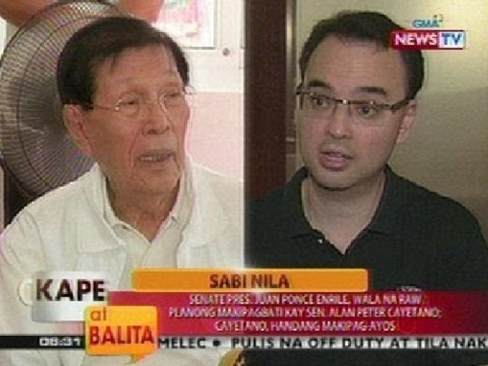 KB: Enrile, wala na raw planong makipagbati kay Cayetano;  Cayetano, handang makipag-ayos