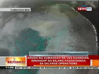 BT: Krudo ng sumadsad na USS Guardian, hinihigop na bilang paghahanda sa salvage ops