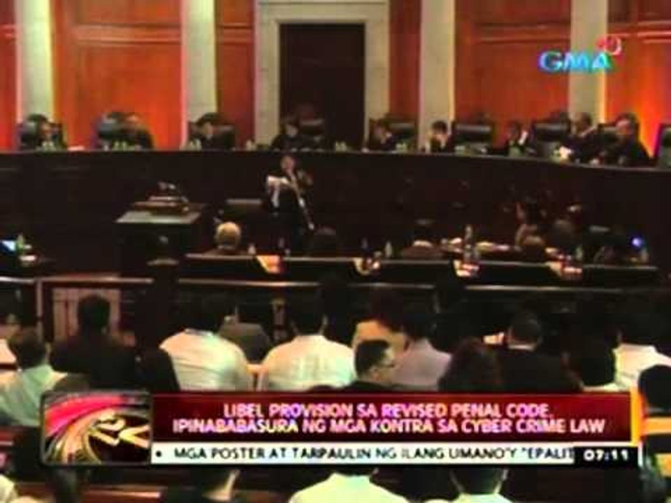 24 Oras: Libel provision sa Revised Penal Code, ipinababasura ng mga kontra sa Cyber Crime Law