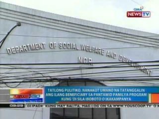 NTG: 3 pulitiko, nanakot umano na tatanggalin ang ilang beneficiary sa pantawid pamilya prorgram