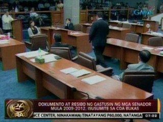 24Oras: COA: Senado, may mahigit P3-M unliquidated cash advances noong 2011