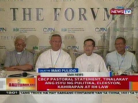 BT: CBCP pastoral statement, tinalakay ang isyu ng pulitika, eleksyon, kahirapan at RH Law
