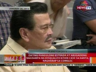 BT: Erap at abugadong nagsampa ng disqualification case sa kanya, nagharap sa Comelec