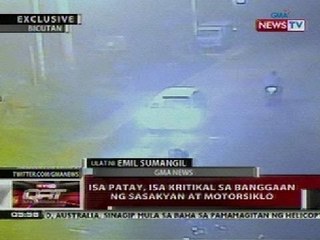 QRT: 1 patay, 1 kritikal sa banggaan ng sasakyan at motorsiklo sa Bicutan