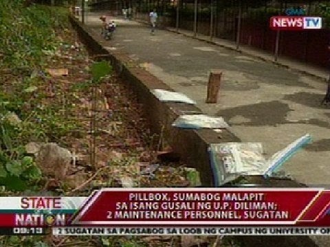 Pillbox, sumabog malapit sa isang gusali ng UP Diliman; 2 maintenance personnel, sugatan