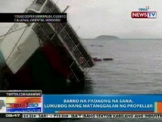 NTG: Barko na padaong na sana sa Calapan, Oriental Mindoro, lumubog nang matanggalan ng propeller