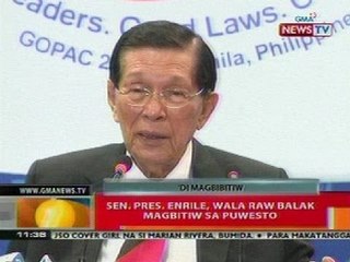 BT: Sen. Pres. Enrile, wala raw balak magbitiw sa puwesto