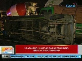 UB: 5 pasahero, sugatan sa pagtagilid ng jeep sa C5-Southbound