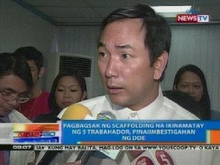 NTG: Pagbagsak ng scaffolding na ikinamatay ng 5 trabahador, pinaiimbestigahan ng DOE