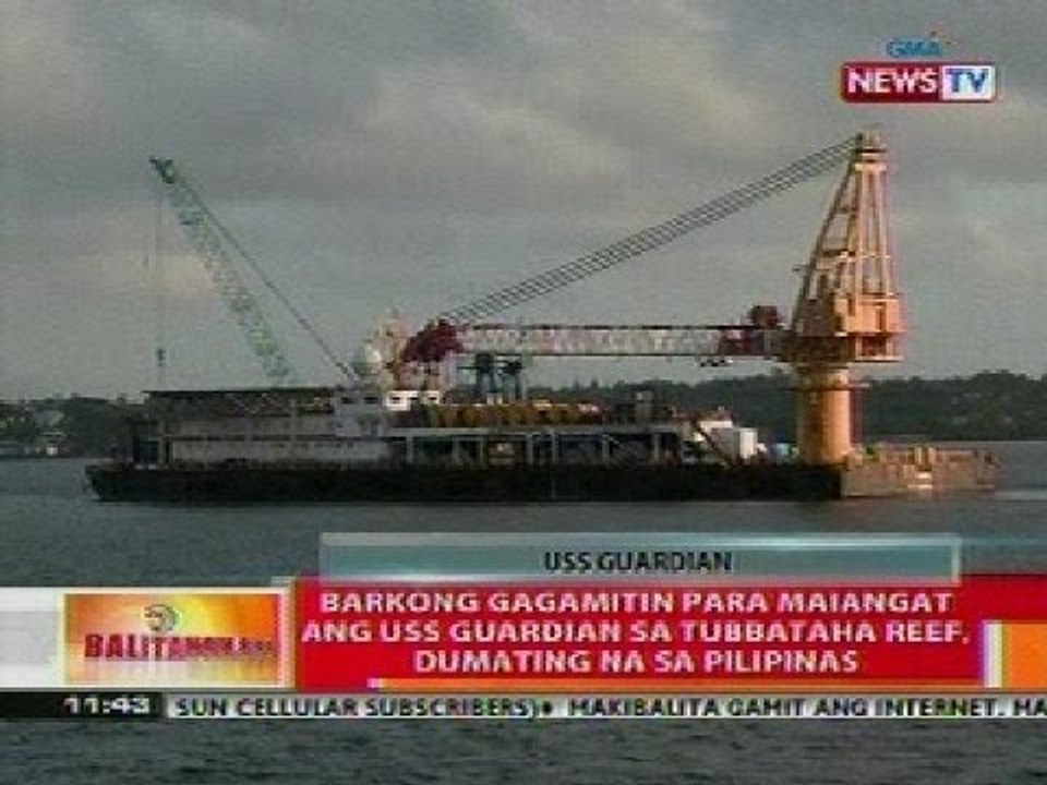 BT: Barkong gagamitin sa pag-angat ng USS Guardian sa Tubbataha Reef, dumating na sa PHL