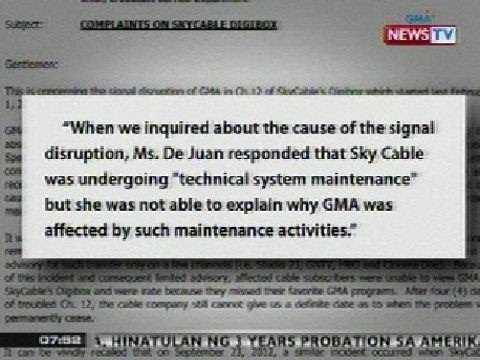 KB: GMA, naghain ng reklamo sa NTC kaugnay ng problema sa Sky Cable