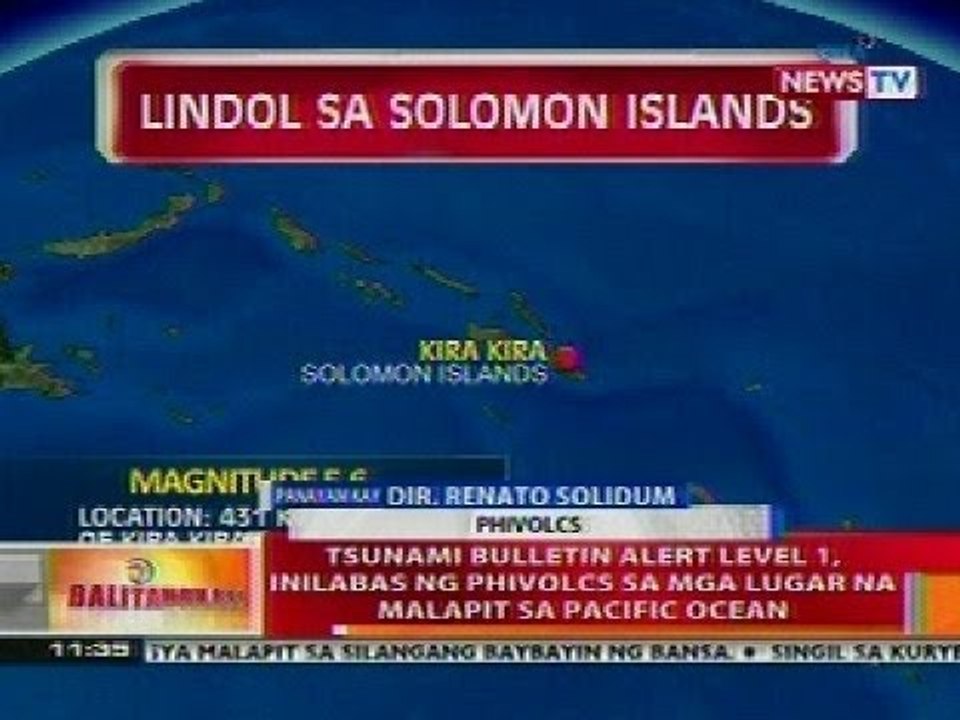 BT: Tsunami bulletin alert level 1, inilabas ng Phivolcs sa mga lugar na malapit sa Pacific Ocean