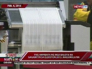 SONA: Pag-imprenta ng mga balota na gagamitin sa Eleksyon 2013, nagsimula na