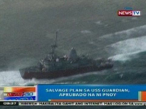 NTG: Salvage plan sa USS Guardian, aprubado na ni Pangulong Aquino