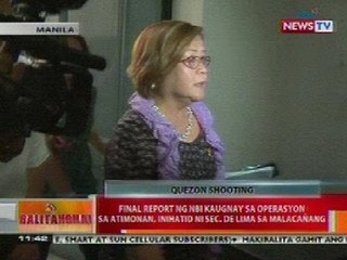 BT: Final report ng NBI sa operasyon sa Atimonan, inihatid ni Sec. De Lima sa Malacañang