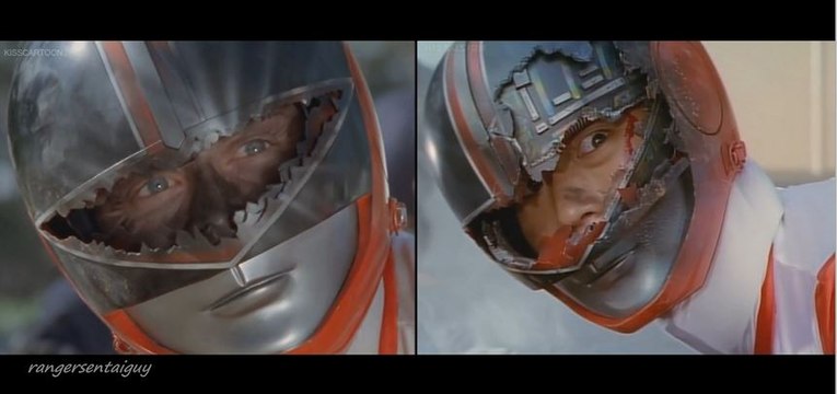 Power Rangers Time Force Red Ranger Identity Revealed Split Screen (PR and Sentai version)