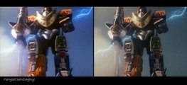 Mighty Morphin Dragonzord Fighting Mode First Appearance Split Screen (PR and Sentai version)