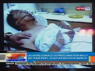 NTG: Lalaking dumalo sa proclamation rally ng Team PNoy, sugatan matapos barilin