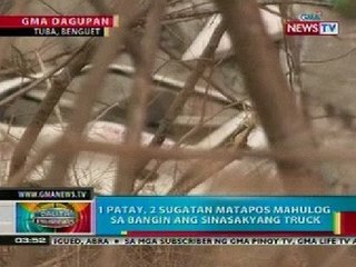 BP: 1 patay, 2 sugatan matapos mahulog sa bangin ang sinasakyang truck sa Baguio