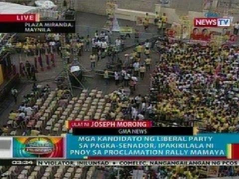 BP: Mga kandidato ng LP sa pagka-senador, ipakikilala ni PNoy sa proclamation rally