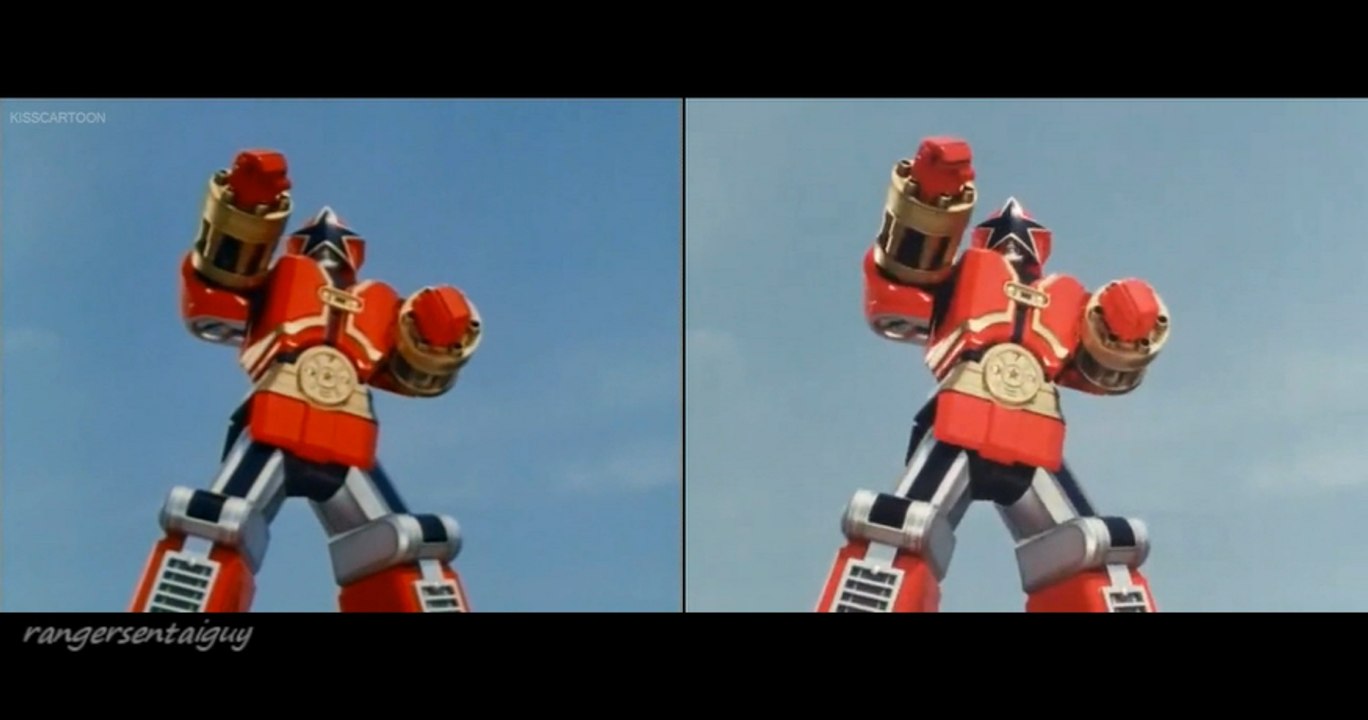 Power Rangers Zeo Red Battlezord First Appearance Split Screen (PR and ...