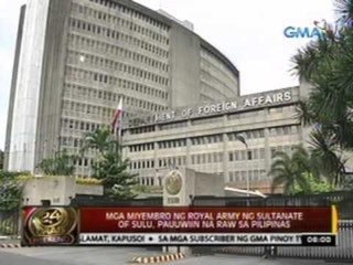 24 Oras: Mga miyembro ng Royal Army ng Sultanate of Sulu, pauuwiin na raw sa Pilipinas