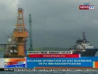 NTG: Salvage operation sa USS Guardian, 'di pa rin nauumpisahan