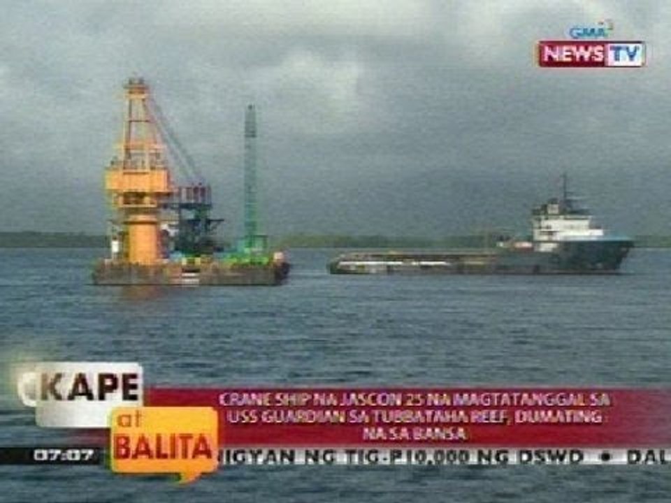 KB: Crane ship na Jascon 25 na magtatanggal sa USS Guardian, dumating na sa bansa