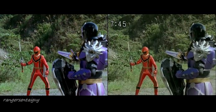 Power Rangers Mystic Force Red Ranger vs Koragg Split Screen (PR and Sentai version)
