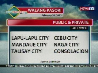 BT: Cancellation of classes (Feb 20, 2013)