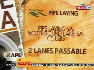 KB: Pipe laying ng Manila Water sa northbound lane sa C5 Libis, patuloy